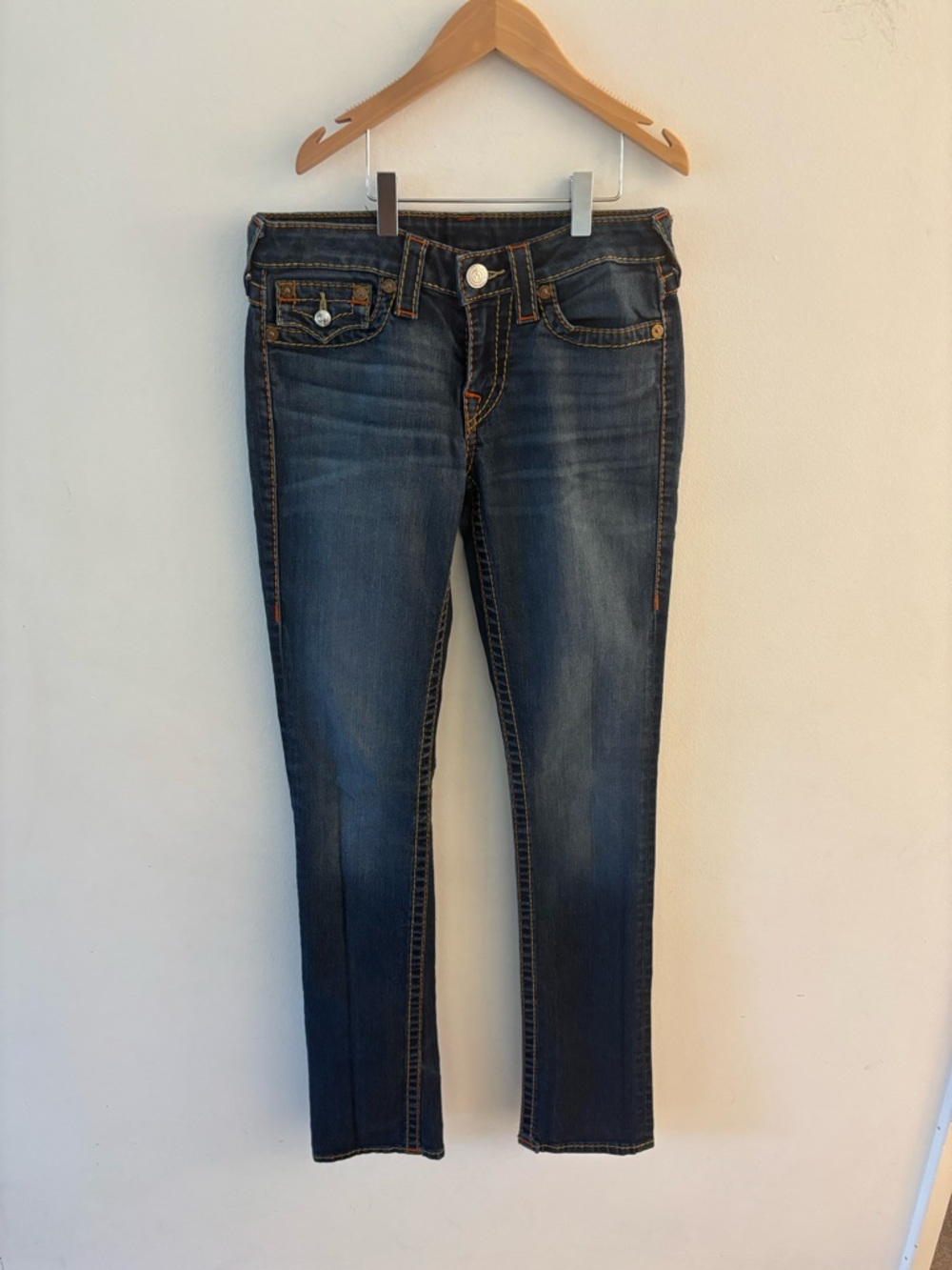 True Religion Dark Wash Women’s Jeans - Classic Slim Straight Fit, 27 w, 32 l